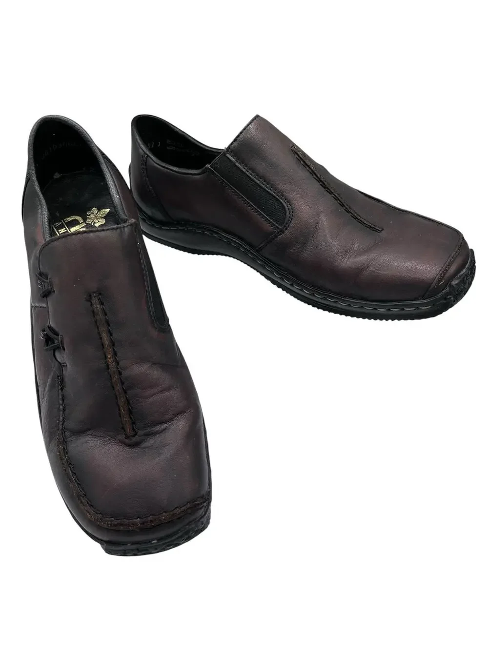 Rieker Antistress Leather Slip On Shoes Womens EU 38 US 7 Brown Comfort Walking